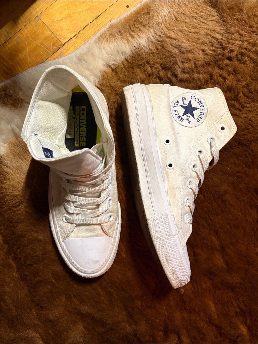 Converse Chuck Taylor White High-Top Sneakers with Navy Star Patch